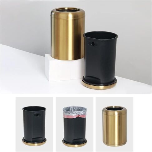 8L/2.1gal سلة المهملات الذهبية من النيكل المصقول، سلة المهملات الذهبية الصغيرة، سلة المهملات النحاسية للحمام، غرفة المسحوق، غرفة النوم، المكتب (أبيض) in Kuwait