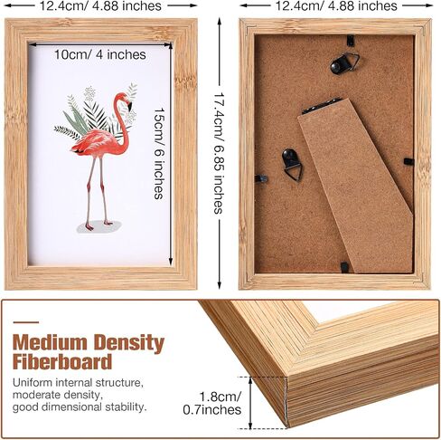 12 Pieces 4 x 6 Inches Wooden Picture Frame Photo Frame with Mat and Real Glass Natural Wood Frames Wall and Tabletop Picture Frames for Home Office Restaurant in Saudi Arabia