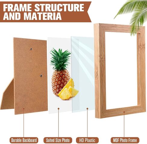 12 Pieces 4 x 6 Inches Wooden Picture Frame Photo Frame with Mat and Real Glass Natural Wood Frames Wall and Tabletop Picture Frames for Home Office Restaurant in Saudi Arabia