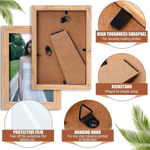 12 Pieces 4 x 6 Inches Wooden Picture Frame Photo Frame with Mat and Real Glass Natural Wood Frames Wall and Tabletop Picture Frames for Home Office Restaurant in Saudi Arabia