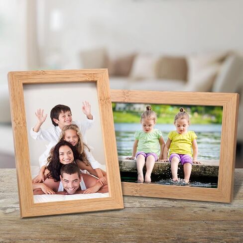 12 Pieces 4 x 6 Inches Wooden Picture Frame Photo Frame with Mat and Real Glass Natural Wood Frames Wall and Tabletop Picture Frames for Home Office Restaurant in Saudi Arabia