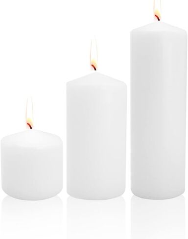 Royal Imports Unscented Pillar Candles 3 Inch Premium Wax White, 4 Sets (12 Candles - 4 of each 3x3, 3x6, 3x9) White Unscented Premium Wax for Wedding, Spa, Party, Birthday, Holiday, Bath, Home Decor in Saudi Arabia