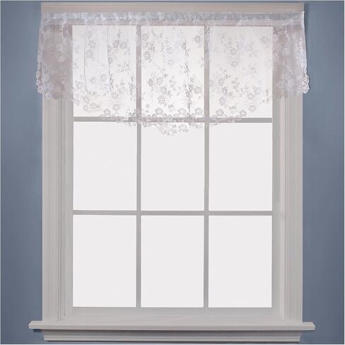 SKL Home Petite Fleur Ascot Valance,56x20,Ivory in Saudi Arabia