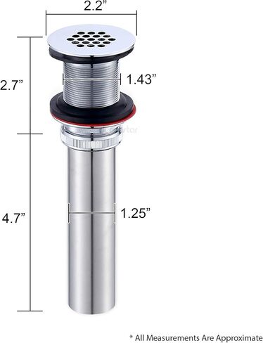 PU-005-TC 1 1/2" Bathroom Faucet Vessel Vanity Sink Grid Drain Stopper Strainer Without Overflow Chrome in Saudi Arabia