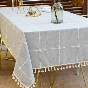 Deep Dream Tablecloths, 55 x 86 Inch Waterproof Table Cloth, Linens Wrinkle Free Anti-Fading, Rustic Table Cover Decoration for Kitchen Dinning Christmas (Rectangle/Oblong,6-8 Seats, Light Coffee)