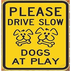 Metal tin Sign Caution Funny Guard Dog Area Patrolled by Barking Dogs Sign Exterior Home Cave Garage bar Country Wall Decoration Retro Sign 8"x12" Inch