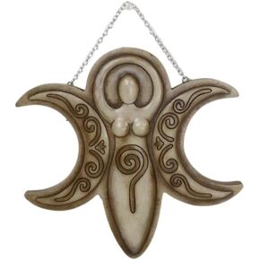 Ebros Gift Wiccan Mystical Neopagan Shaman Spiral Goddess Lunar Triple Moon Goddess Wall Decor Plaque Wicca Symbol Feminine Movement Figurine