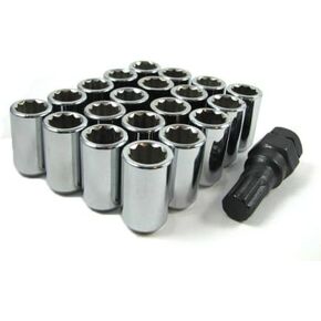 Chrome Tuner Acorn 14x1.5 Lug Nut Kit 20 Pc Set with Key