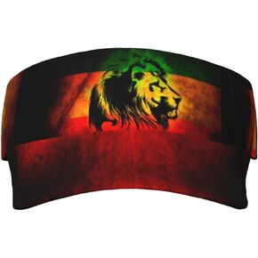Rasta Lion Jamaican Reggae Love Sport Sun Visor Adjustable Sun Hat Empty Top Baseball Cap Uv Protection Sun for Men and Women