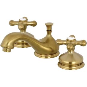 Kingston Brass KS1161AX صنبور مرحاض واسع الانتشار مع مقبض معدني متقاطع، كروم مصقول، مركز قابل للتعديل مقاس 8 بوصات