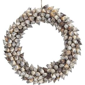 Seashell Wreath 8" - Brown Chula Wired, Coastal Beach Home Decor, Christmas Decorations, Weddings & more