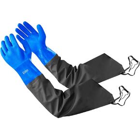 Drain cleaning gloves,Pond Gloves,Long Rubber gloves,Waterproof Gloves elbow length rubber gloves- 27 Inch Insulated Waterproof Gloves