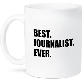 3dRose mug_185009_1 Best Journalist Ever, Fun Gift for Talented Newspaper Magazine Writers Ceramic Mug, 11-Ounce