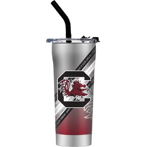 Gametime Sidekicks South Carolina Stainless Steel Straw Tumbler - Officially Licensed, 18/8 Stainless Steel, Double-walled, Vacuum-insulated, UV LED Printed Logos, Sweatless, Stays Hot/Cold -