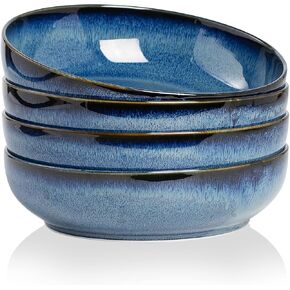 30oz Pasta bowls set - 8" serving bowls - salad bowls set of 4 - Large ceramic bowls - Dinner bowls- Microwave safe bowls