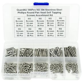 500Pcs M2 M3 M4 304 Stainless Steel Phillips Pan Head Self-Tapping Machine Screws Assortment Kit
