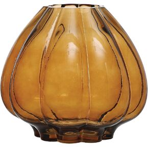 Bloomingville 9.75 Inches Round Fluted Glass, Brown Vase