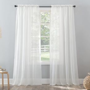 No. 918 Erica Crushed Sheer Voile Rod Pocket Curtain Panel, 51" x 108", Eggshell Off-White