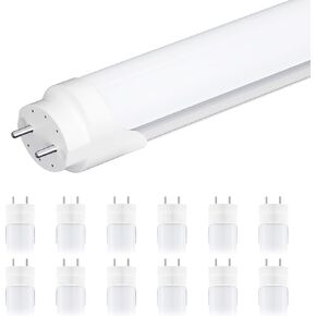 SHINESTAR 2-Pack 4FT LED Bulbs, 18W 5000K Daylight, T8 T10 T12 Fluorescent Light Bulbs 48 inch Replacement, Type B Ballast Bypass, Dual-end, 2 pin G13 Base, Frosted Cover