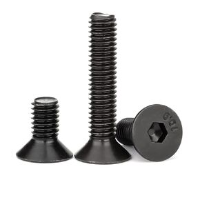 M6-1.0 x 12mm Flat Head Socket Cap Screws,Alloy Steel Grade 10.9, DIN 7991,Black Oxide, Allen Hex Drive,Hex Socket Drive, Fully Thread 100 Pcs
