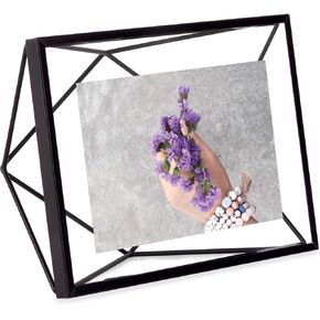 Umbra Prisma Picture Frame, 4x6 Metal Photo Display for Desk or Wall, 4" x 6", Black