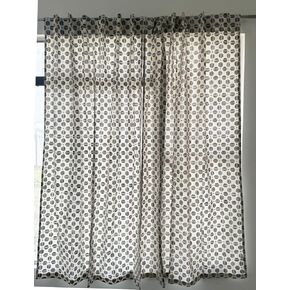 Pure Cotton Printed Window Curtain Set of 2, Light Filtering Washable Cotton Curtain Panels for Kitchen, Bedroom, Living Room - Best for Gifting, Home Decor - Black & White, 42x63 Inches