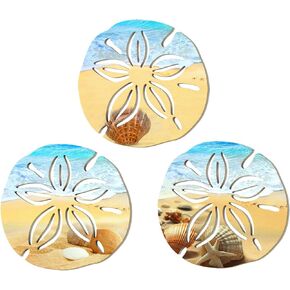 Bnesi 3 Pieces Summer Home Decor Beach Wall Decor for Bathroom Cool Coastal Style Wall Art Decor Blue Sea and Oceans Life Decor for Bathroom Living Room Bedroom (Sand Dollar, 3)