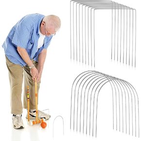 18 Pcs Croquet Wickets Set 11.5 x 6.1 Inch Square Arch Wickets Replacement for Croquet Metal Croquet Hoops with Galvanized Rustproof Wickets Replacement for Lawn Backyard Outdoor Croquet Game