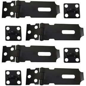 QCAA Safety HASP with Fixed Staple Steel Construction 2-1/2" Inch, Black, 4Pack, Made in Taiwan