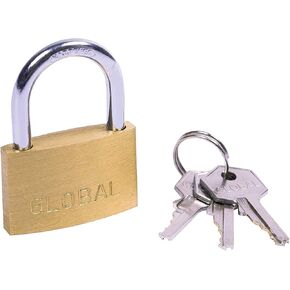 Solid Brass Padlock, 35mm, Hardened Steel Shackle, Solid Brass, Indoor & Outdoor use, Padlock with 3 Keys(1 Pack), Lock for Sheds, Storage Unit, Gym and Fence