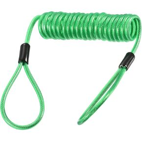 Disc Lock Security Steel Cable - Plastic Coated Spring Reminder Wire Anti-Theft Rope, Apply to Outdoors Protection (3.5mmx1.5m, Green)