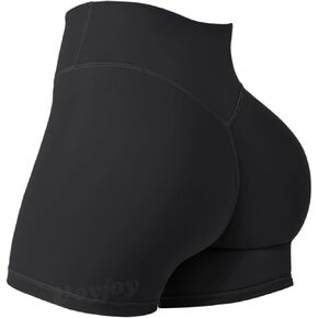 VOYJOY Women Shorts 4.5" High Impact Workouts Biker Shorts V Cross High Waisted Yoga Shorts Gym Shorts