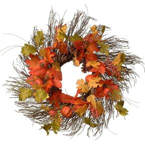 National Tree Company Artificial Autumn Wreath, Decorated with Gourds, Pumpkins, Berry Clusters, Acorns, Maple Leaves, Autumn Collection, 24 in