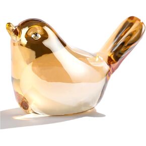 Ornalrist Crystal Gold Birds Figurines Home Decor, Glass Art Birds Collectible Figurines Paperweights Crystal Decor Gifts for Women Mom Friends (Gold)