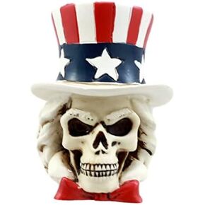 Ebros Gift Uncle Sam Wants You Miniature Skull Figurine Patriotic Skeleton Bust Decorative Statue
