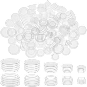 Framendino, 60 Pack Salt and Pepper Shaker Stoppers Round Plastic End Cap for Pots Bottles