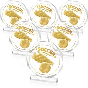 6 Pcs Trophy Award 4.72 x 4.72 Inches Acrylic Trophy Plaques Awards for Kids Adult Sports Team Competition Participation Gift Prizes