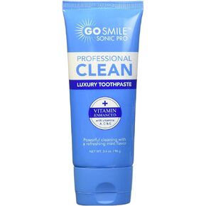 GO SMILE Professional Clean Luxury Whitening Toothpaste, large 3.4oz tube, Enriched with Vitamins A, C & E, Mint Flavor eliminates bad breath, Removes Stains, Dentist Recommended, Made in the USA