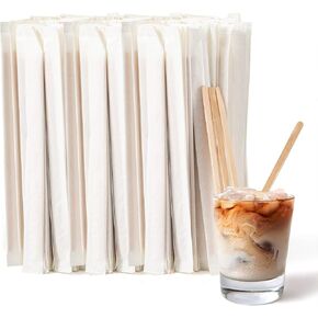 1000 Pcs Coffee Stirrers 5.5 Inch Wood Coffee Stir Sticks Individually Wrapped Wooden Stir Sticks Disposable Wood Stir Sticks Eco-Friendly Wood Coffee Stir Sticks for Coffee, Cocktail (1000 PCS)