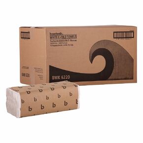 Boardwalk 6220 C-Fold Paper Towels, Bleached White, 200 Sheets/Pack, 12 Packs/Carton