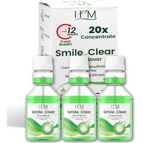 HM - Smile Clear Concentrated Alcohol free Mouthwash, Advanced Dental Care-Smart Ingredients,for Bad Breath, whitening Teeth,Healthy Gums. (Spearmint, Pack of 3 (3x2Fl Oz)