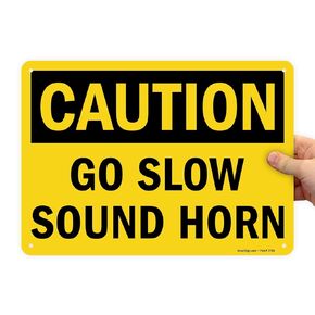 SmartSign "Caution - Go Slow, Sound Horn" Sign | 10" x 14" Aluminum