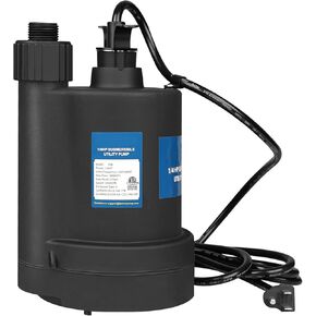 Pedestal Sump Pump with Vertical Float Switch, Thermoplastic Pedestal, Stainless Steel Impeller, 1/3 HP, 45 GPM-Black