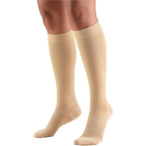 Truform 15-20 mmHg Compression Stockings for Men and Women, Knee High Length, Closed Toe, Beige, Medium