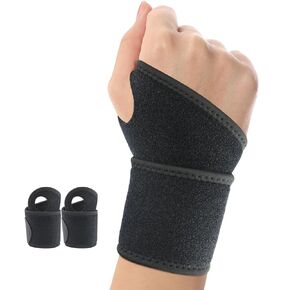 HiRui 2 Pack Wrist Brace Wrist Wraps for Carpal Tunnel Arthritis Tendonitis Sprains Pain Relief, Adjustable Wrist Compression Straps for Workout Sports, Day&Night Support Fits Both Hands (Black)