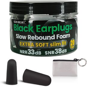 EARS SECRET Black Soft Foam Ear Plugs For Concert Shooting Range Rave Festival Musicians Travel Hunting Ear Protection Hi Fidelity Noise Canceling Slim Fit Earbuds NRR 33Db SNR38dB SHADOW 20Pairs