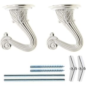 Saim Swag Hooks for Ceiling Hanging Heavy Duty with Hardware Set Decorative Ceiling Installation Cavity Wall Fixing Plants Flower Pot Hanger Silver, Pack of 2