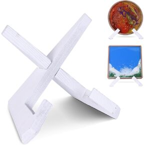 6.5 Inch Wooden Picture Frame Stand, Plate Display Stand, Tabletop Decorative Picture Stand For Display Collection (wooden stand-White)