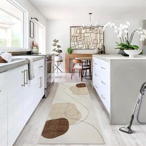 Area Rug 2x6 Modern Runner Abstract Entryway Mat Aesthetic Minimalist Rug Indoor Low Pile Printed Taupe Hallway Runners Bedroom Bedside Runner Rug Laundry Mat Non-Slip Distressed Kitchen Rug