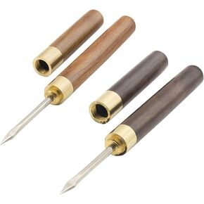 2 Pcs Ice Pick with Wooden Handle and Cover, 5.5 Inch Silver Stainless Steel Ice Crusher for Ice Breaking at Home and Bar (small)